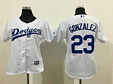 Womens Los Angeles Dodgers #23 Adrian Gonzalez White New Cool Base Stitched Jersey,baseball caps,new era cap wholesale,wholesale hats
